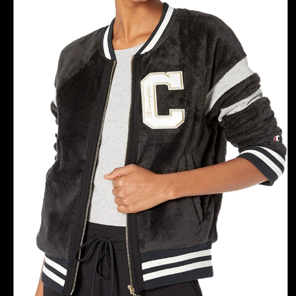 Champion Jackets & Blazers - Champion Super Fleece Faux Fur Letterman